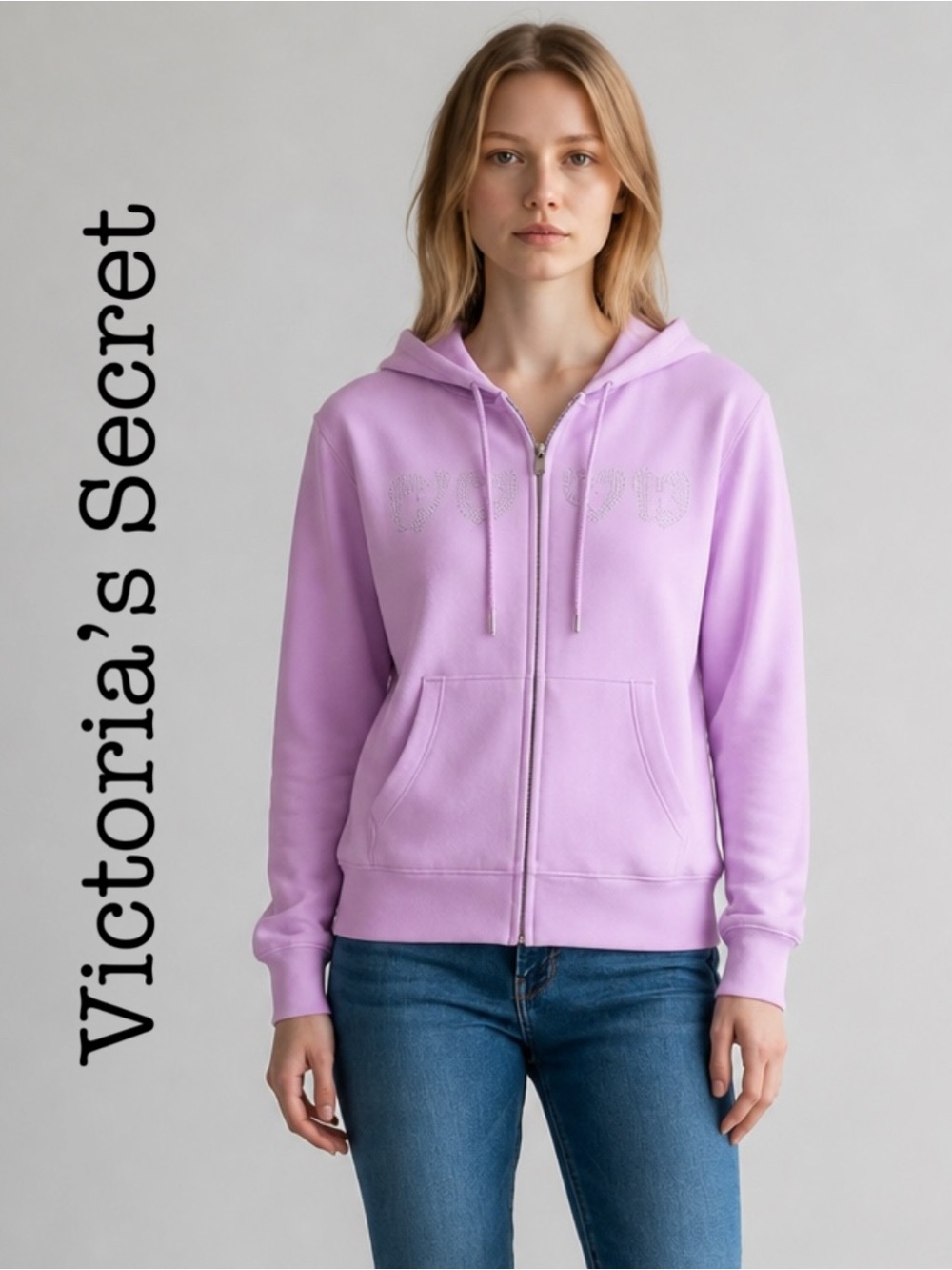 New Victoria's Secret Lilac Bling Full-Zip Hoodie Size Medium